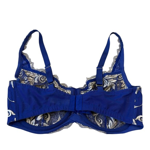 Soma Embroidered Lace Bra 36D Womens Underwire Supportive Navy & Gold - Picture 3 of 5